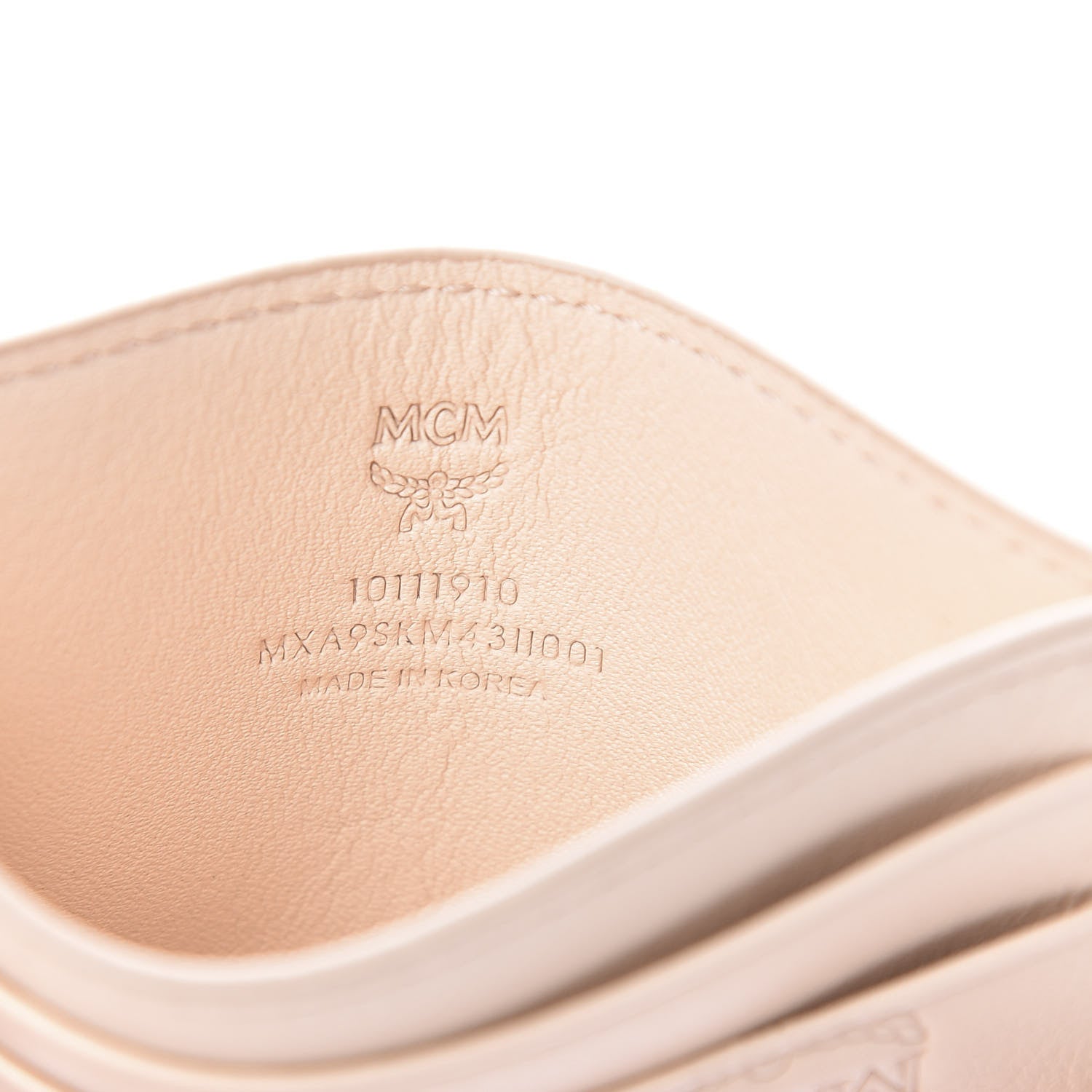 MCM Calfskin Ottomar Monogram Mini Card Case Bisque 6 of 7