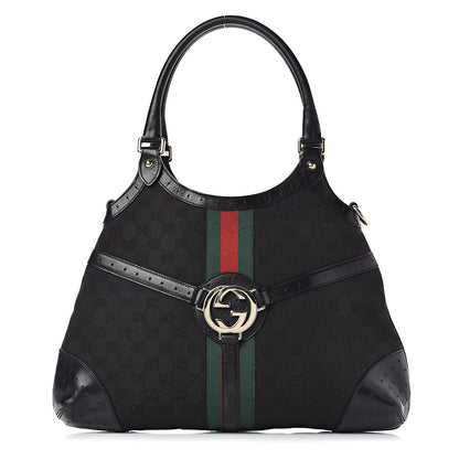 Gucci Monogram Web Reins Shoulder Bag Black 1 of 13