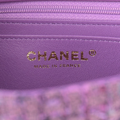 Chanel Tweed Quilted Mini Rectangular Flap Light Purple Pink Navy 6 of 10
