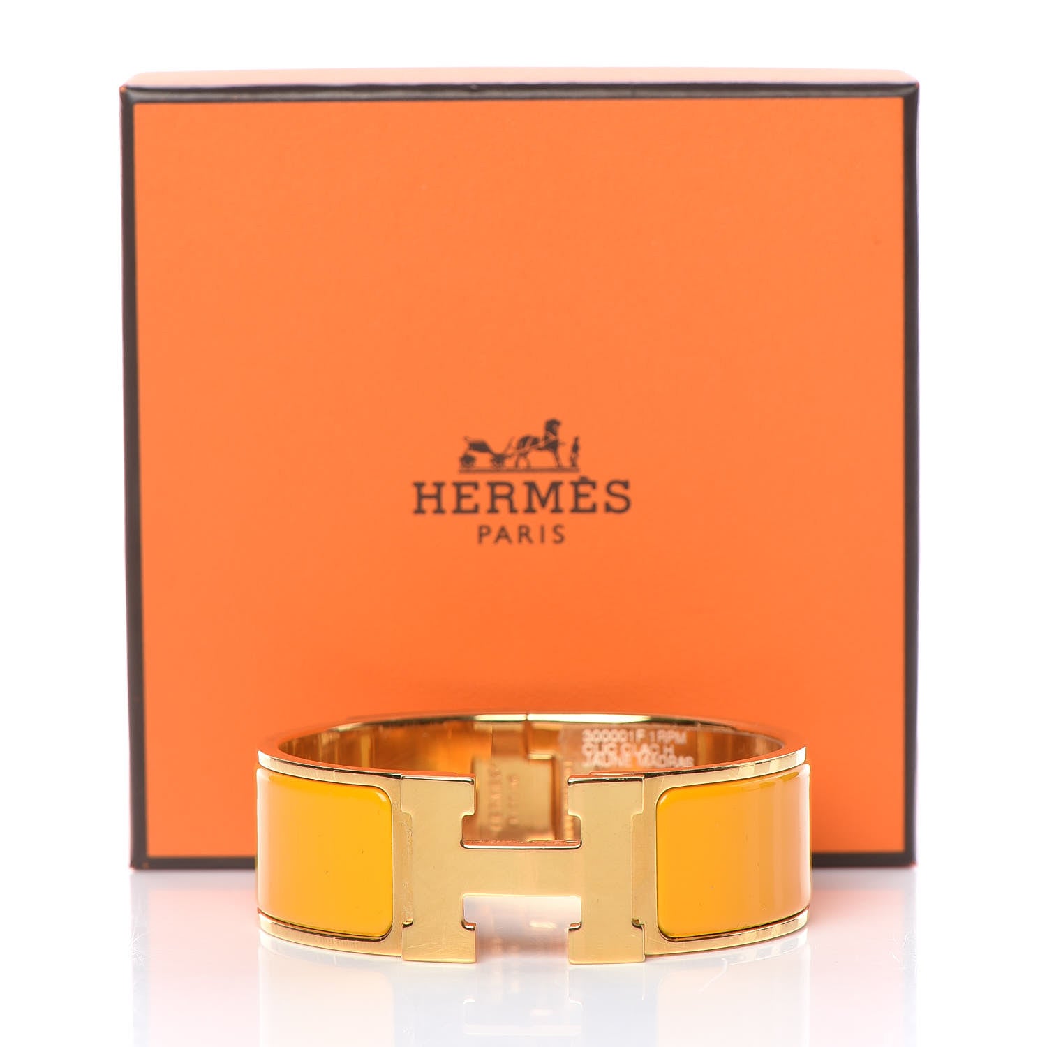 Hermes Enamel Wide Clic Clac H Bracelet PM Jaune Madras 5 of 5