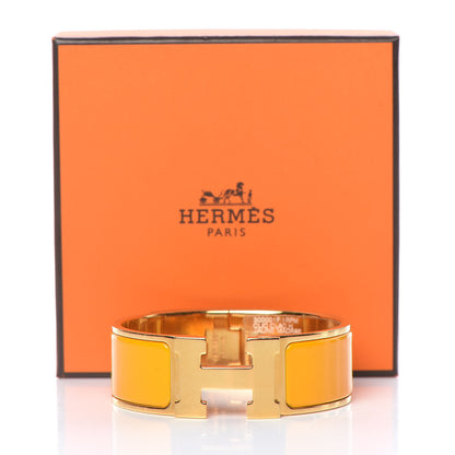 Hermes Enamel Wide Clic Clac H Bracelet PM Jaune Madras 5 of 5