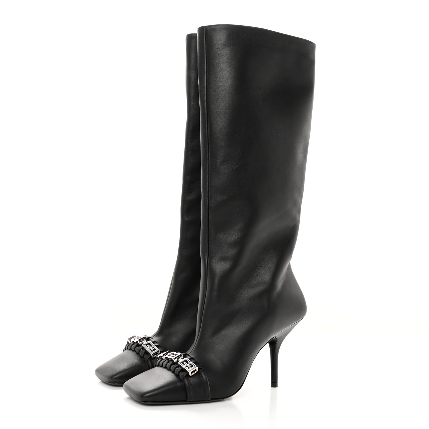 Smooth Calfskin 4G Square Toe Boots 36 Black