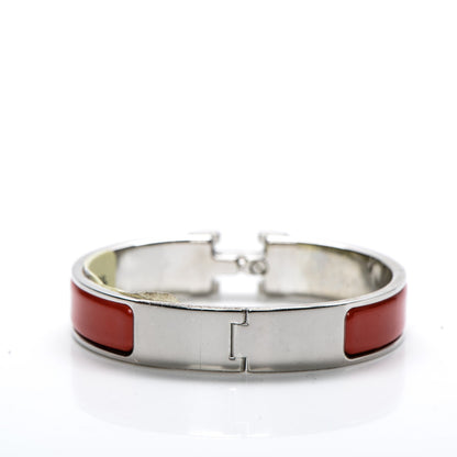 Hermes Enamel Narrow Clic Clac H Bracelet PM Rouge Vif White 3 of 6