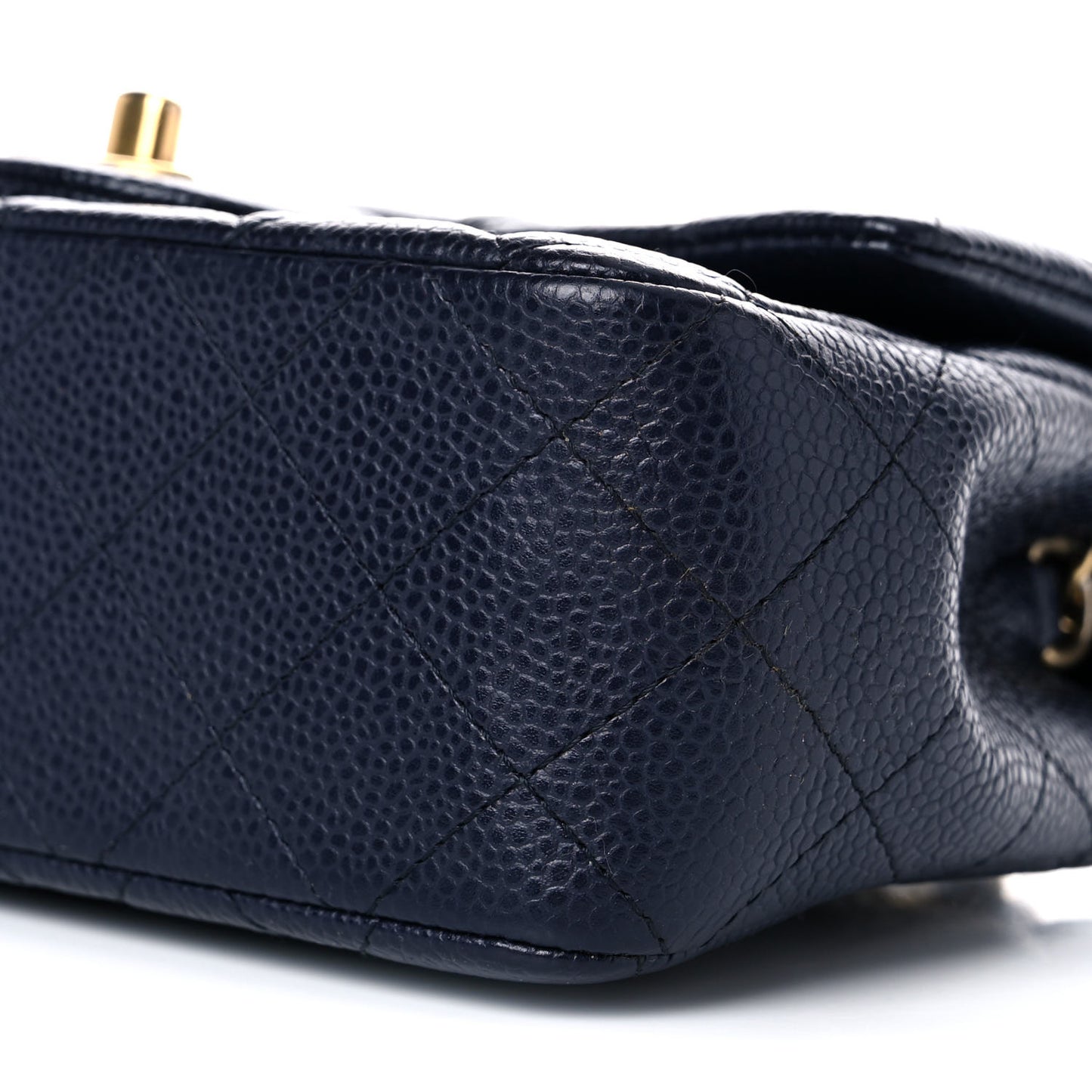 Caviar Quilted Mini Rectangular Flap Navy