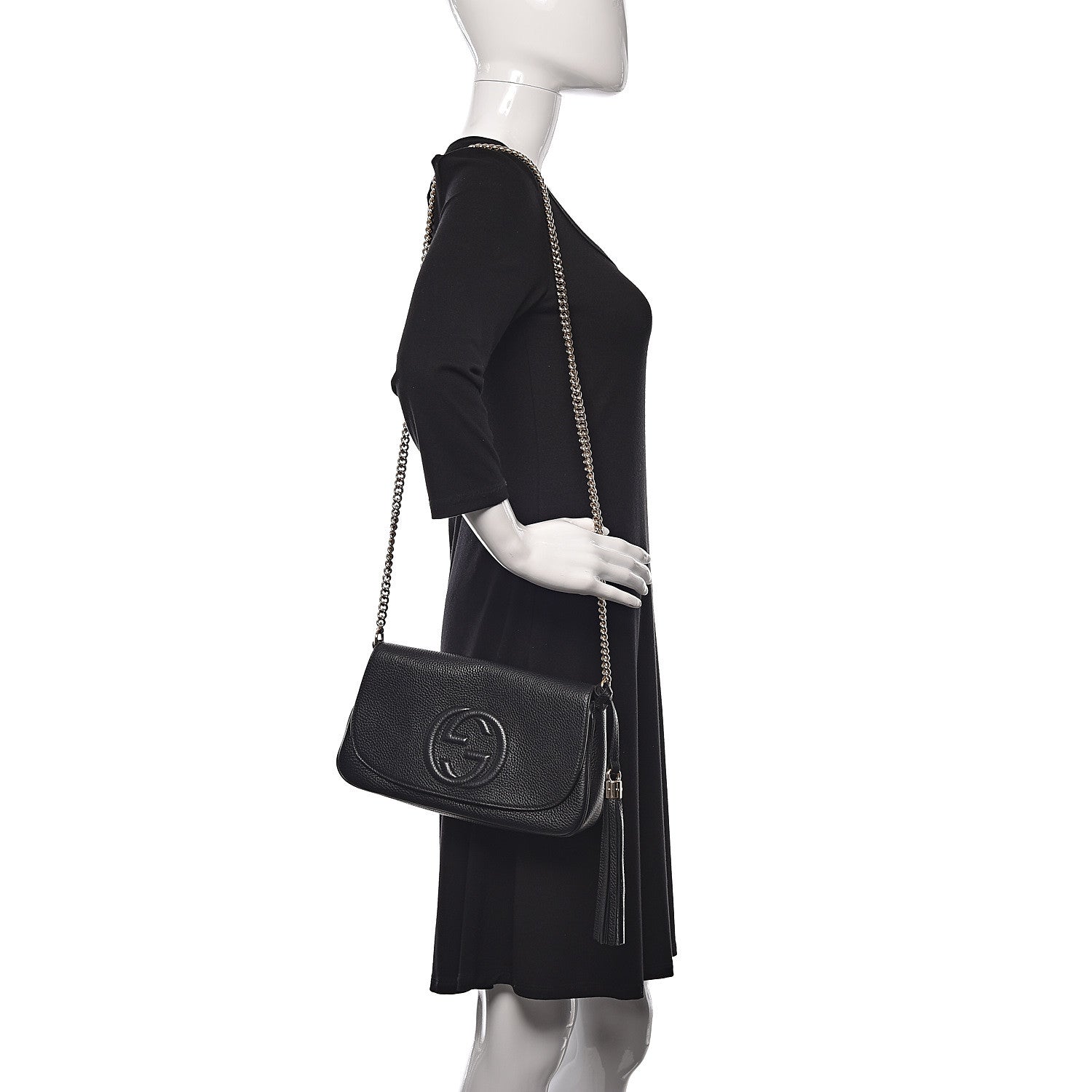 Gucci Pebbled Calfskin Medium Soho Flap Crossbody Black 2 of 11