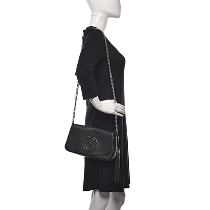 Gucci Pebbled Calfskin Medium Soho Flap Crossbody Black 2 of 11