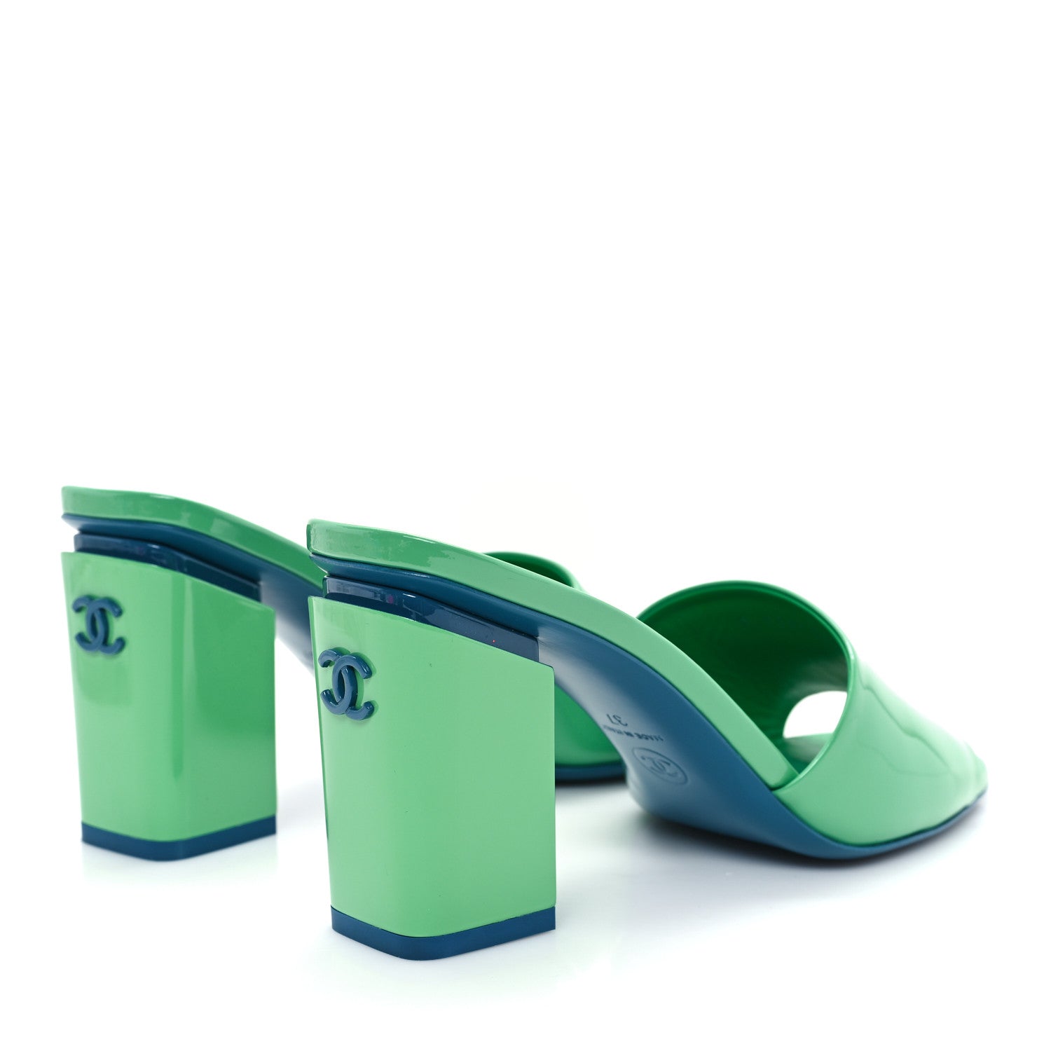 Chanel Patent CC Mules 37 Green Turquoise 5 of 10