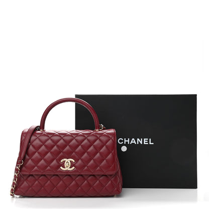Chanel Caviar Lizard Embossed Quilted Small Coco Handle Flap Burgundy 13 of 13