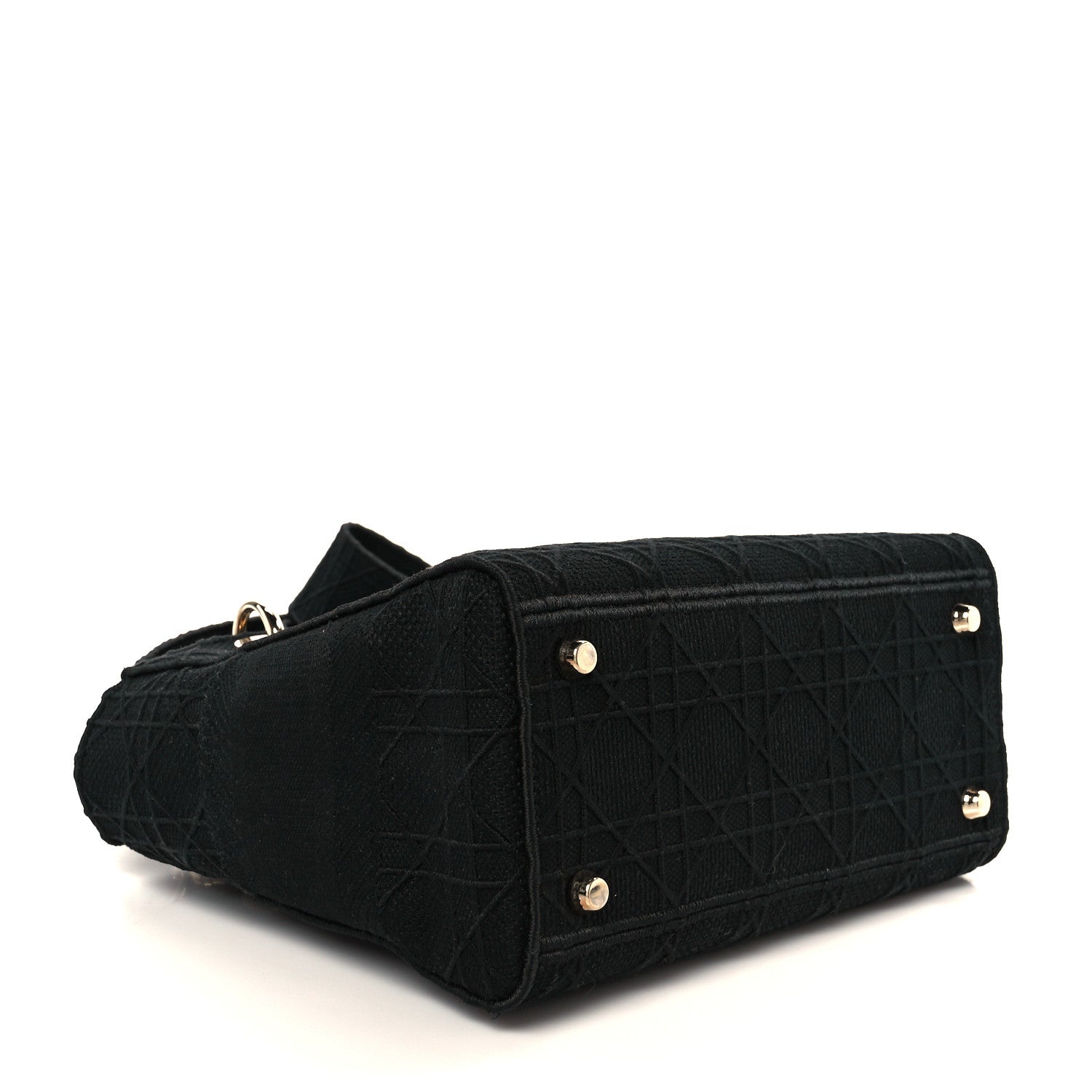 Christian Dior Canvas Embroidered Cannage Medium Lady D-Lite Black 4 of 10