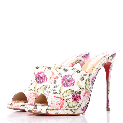 Christian Louboutin Watersnake Fiori Pigamule 120 Slide Sandals 39 Latte 3 of 12