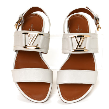 Louis Vuitton Grained Calfskin Horizon Flat Sandals 37 White 5 of 11