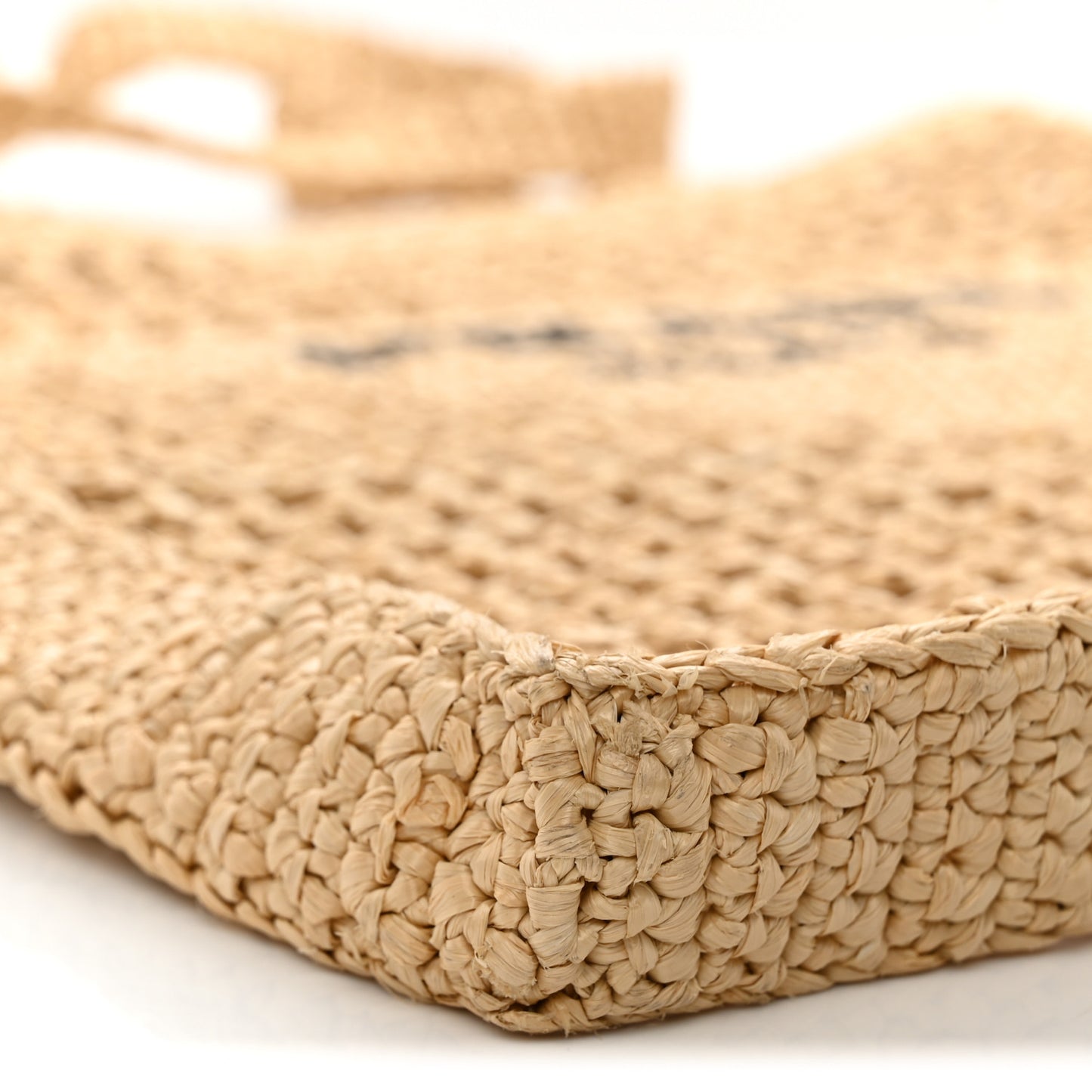 Yarn Raffia Effect Crochet Logo Embroidered Tote Bag Naturale