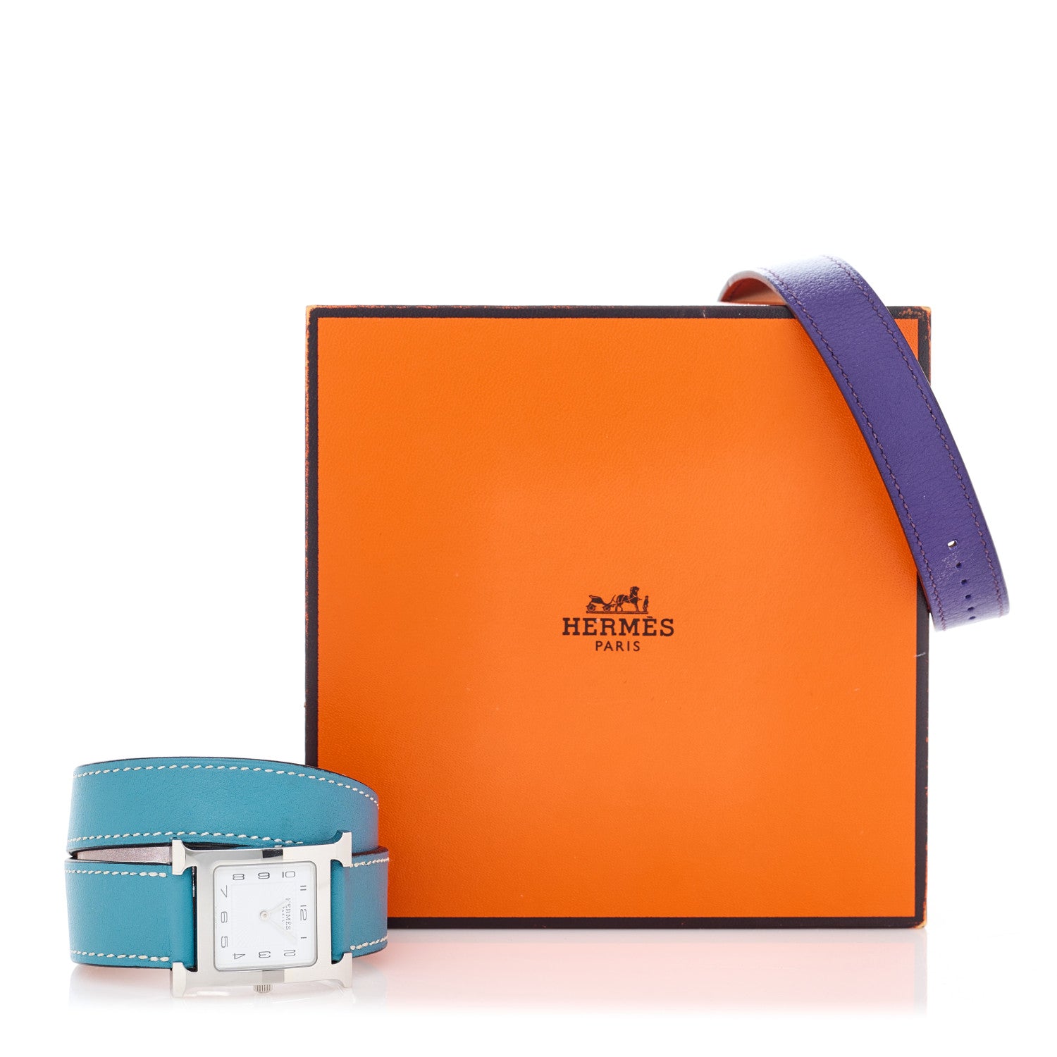 Hermes Stainless Steel Swift 26mm Heure H Hour Double Tour Quartz Watch Blue Jean 5 of 5