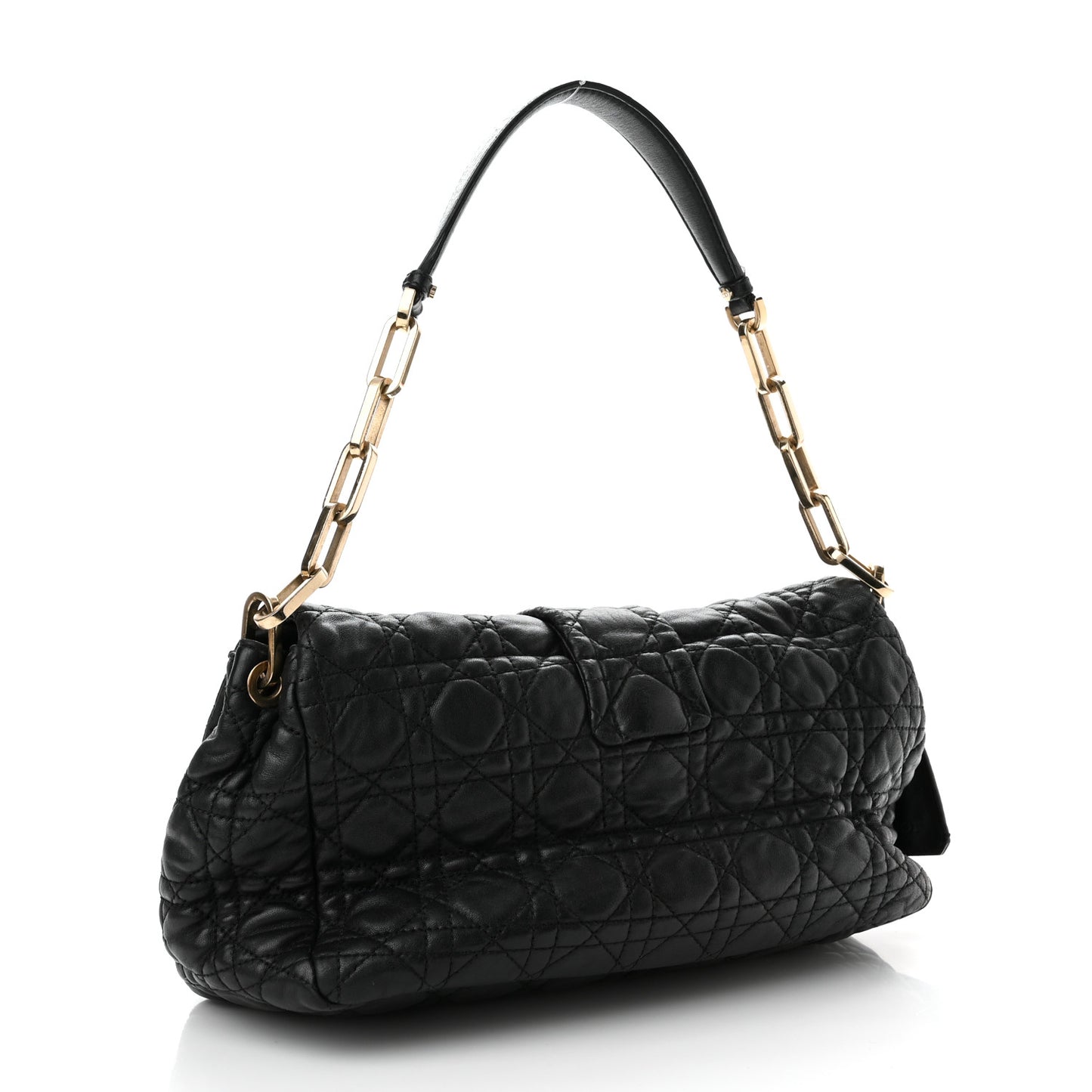 Lambskin Cannage Large New Lock Flap Black