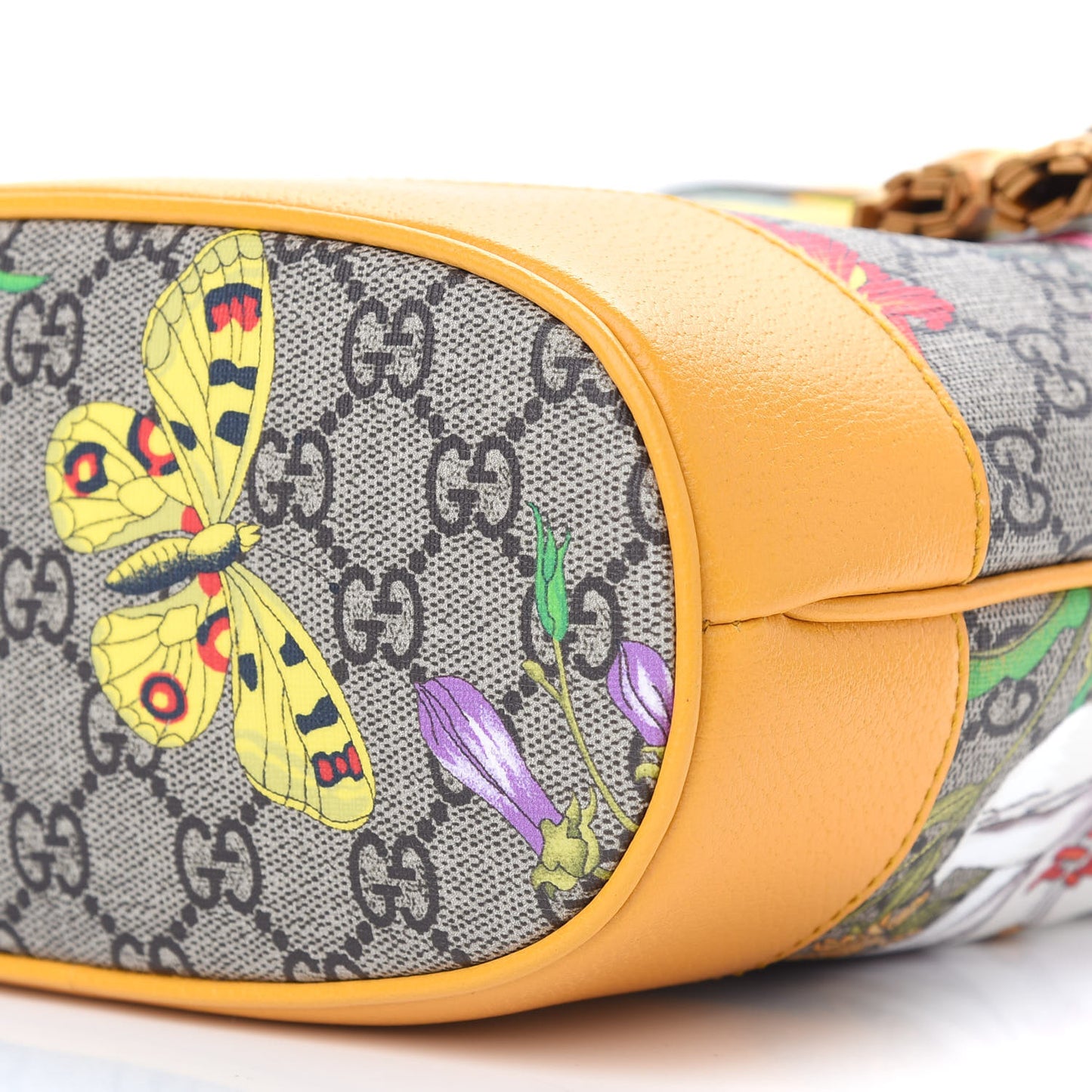 GG Supreme Monogram Flora Small Ophidia Bucket Bag Beige Multicolor Crop
