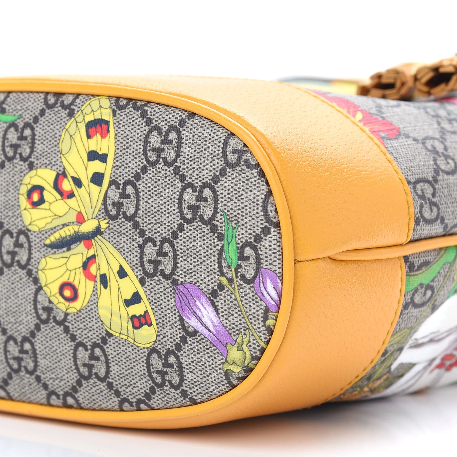 Gucci GG Supreme Monogram Flora Small Ophidia Bucket Bag Beige Multicolor Crop 9 of 9