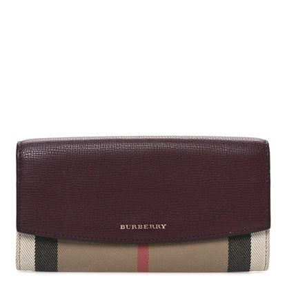 Burberry Grainy Calfskin House Check Continental Wallet Mahogany Red 1 of 6