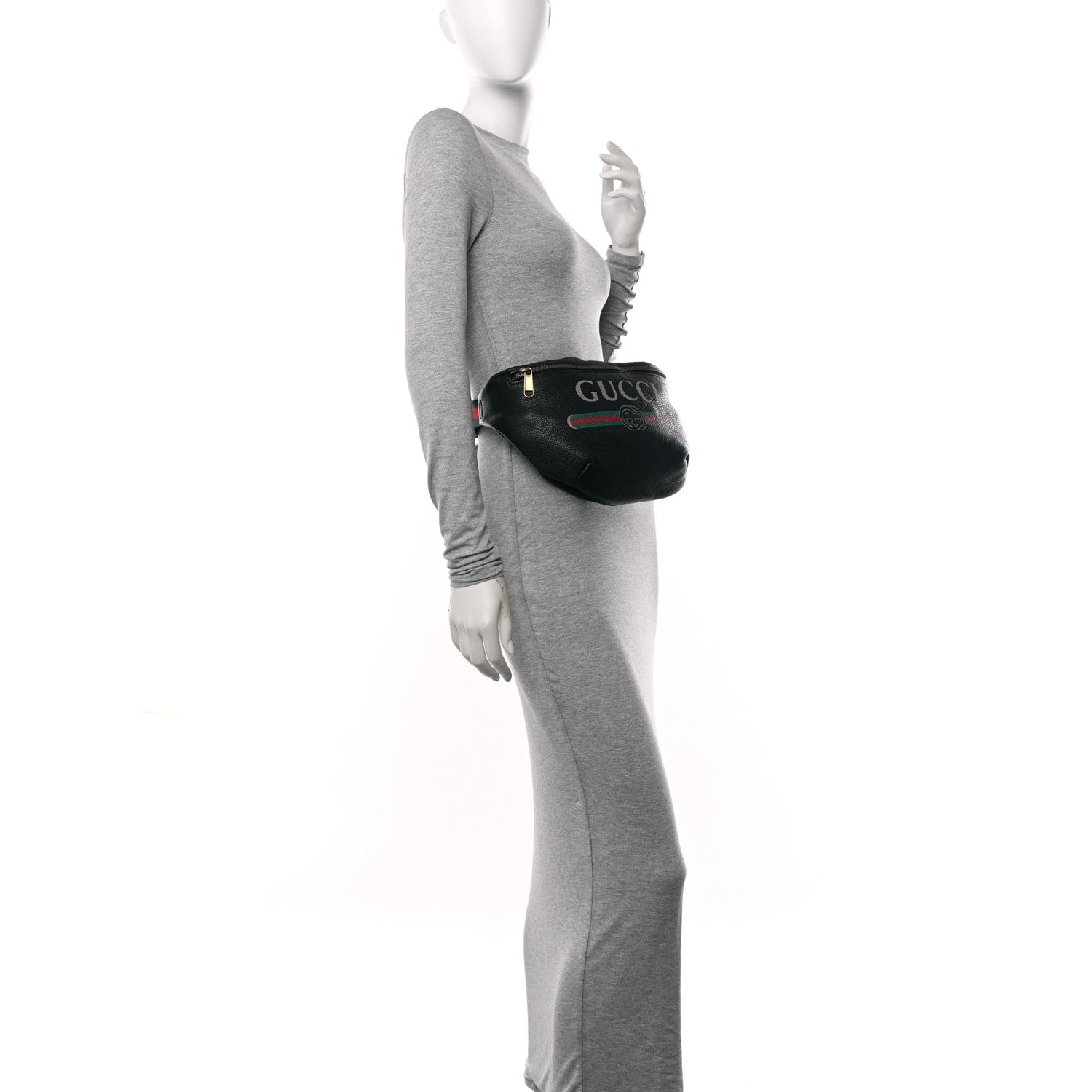 Gucci Grained Calfskin Logo Belt Bag Black 2 of 11