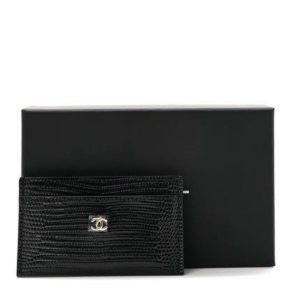 Chanel Calfskin Lizard Embossed Card Holder Black 8 of 8