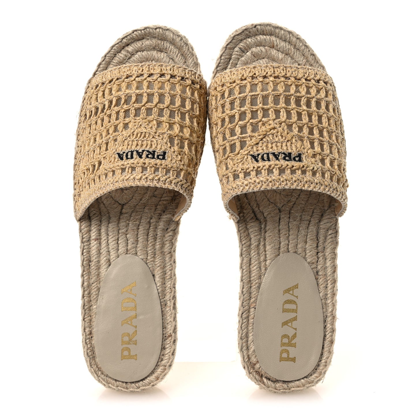 Raffia Triangle Logo Crochet 20mm Espadrille Sandals 37 Natural Black