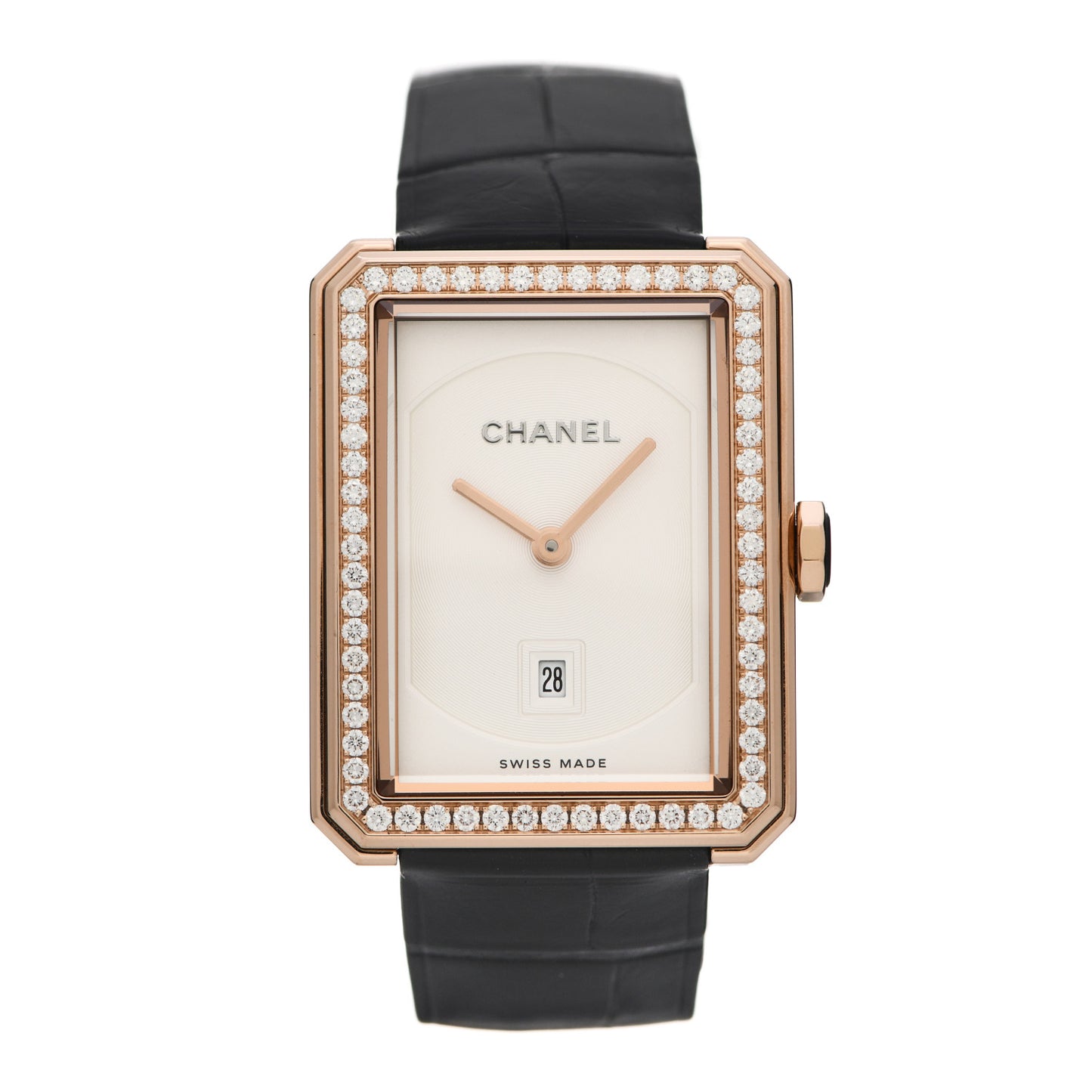 18K Beige Gold Alligator Diamond 26.7mm Boy-Friend Quartz Watch