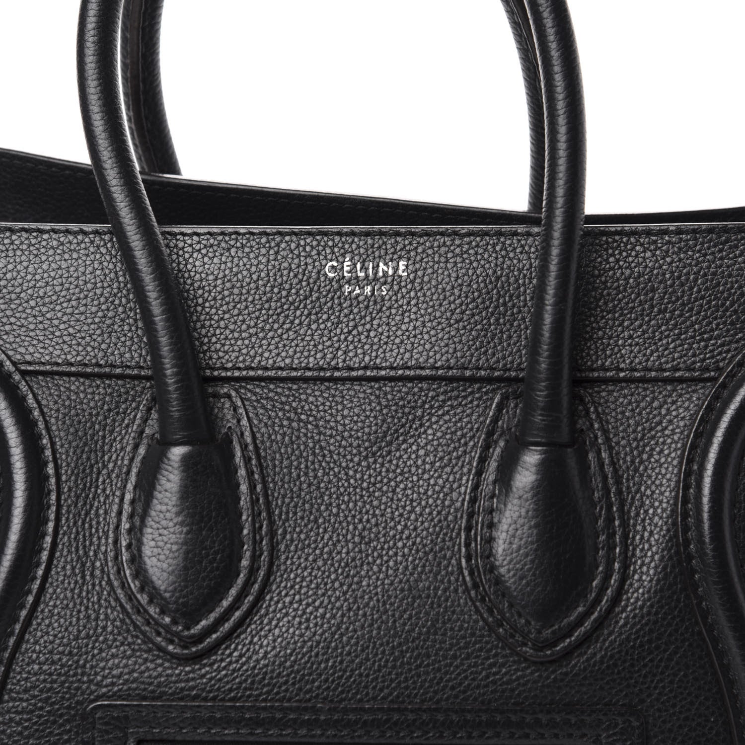 Celine Drummed Calfskin Micro Luggage Black 10 of 10