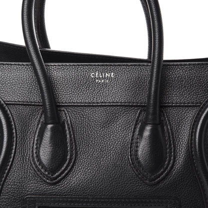 Celine Drummed Calfskin Micro Luggage Black 10 of 10