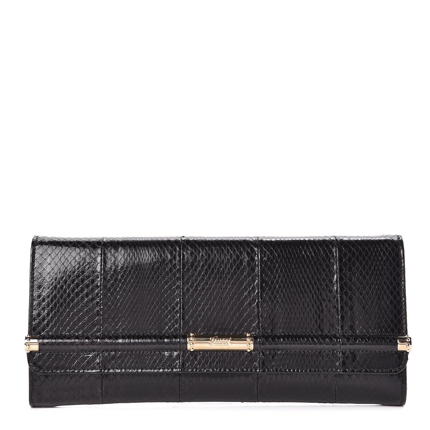 Snakeskin Broadway Clutch Black