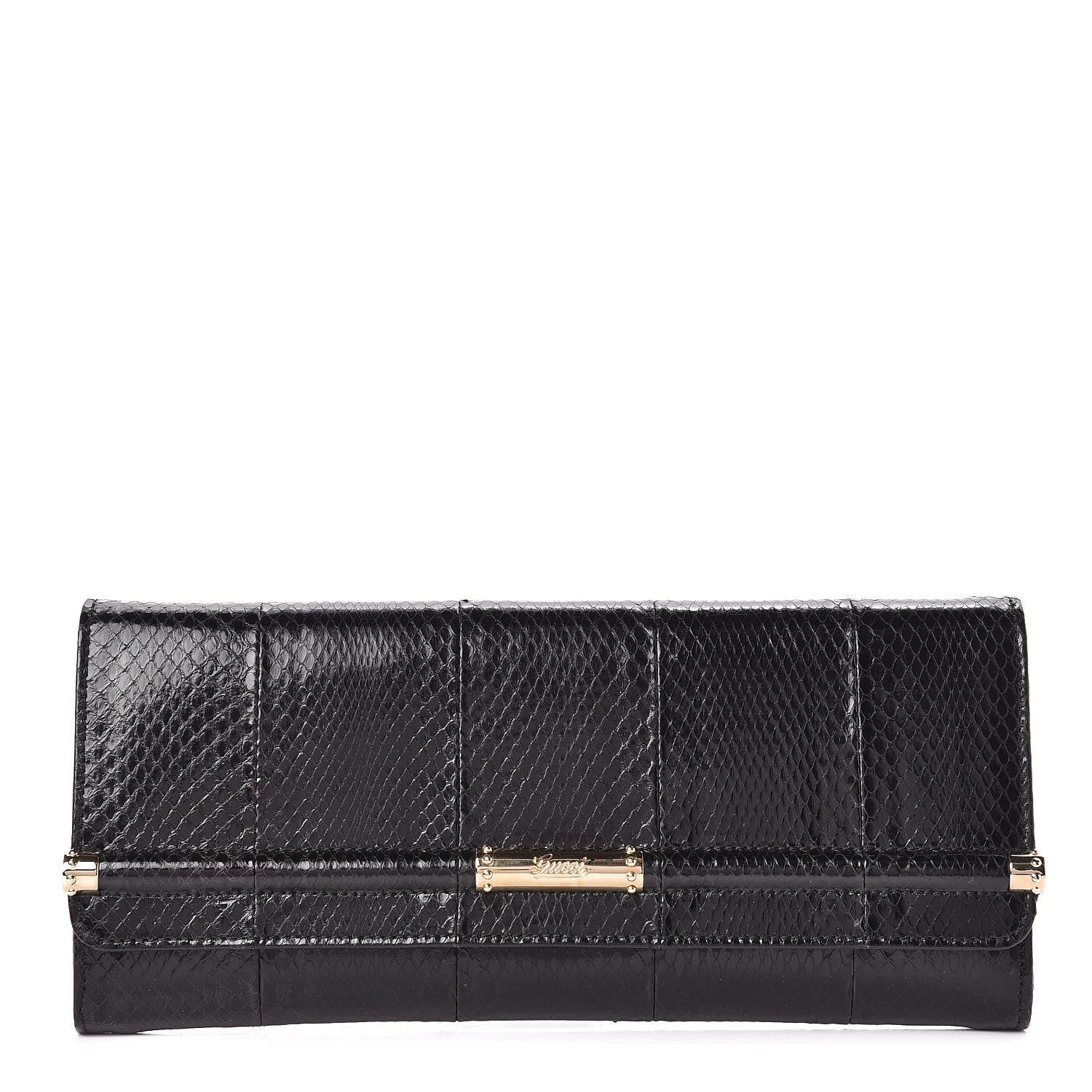 Gucci Snakeskin Broadway Clutch Black 1 of 13