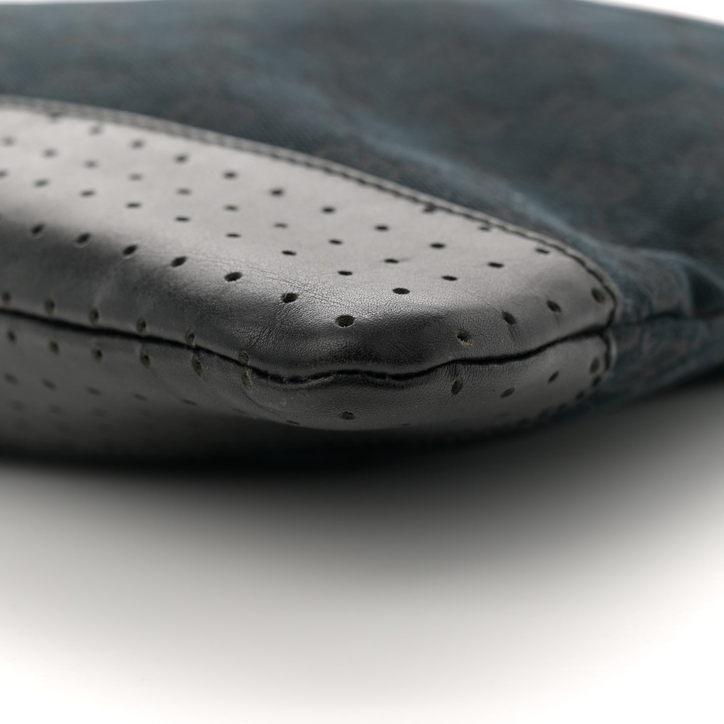 Monogram Calfskin Perforated Medium Flat Messenger Bag Black