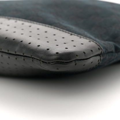 Gucci Monogram Calfskin Perforated Medium Flat Messenger Bag Black 10 of 12