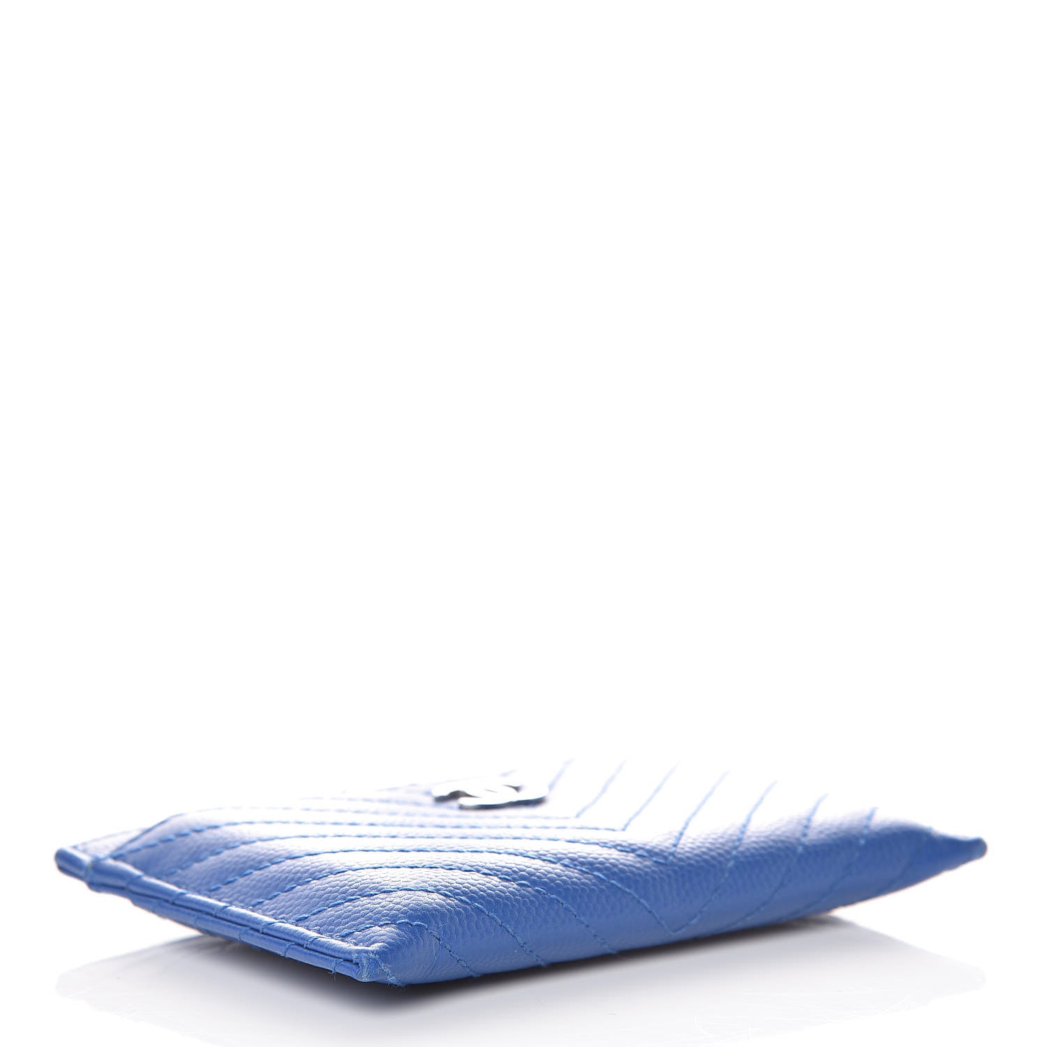 Chanel Caviar Chevron Quilted Card Holder Bright Blue 4 of 9