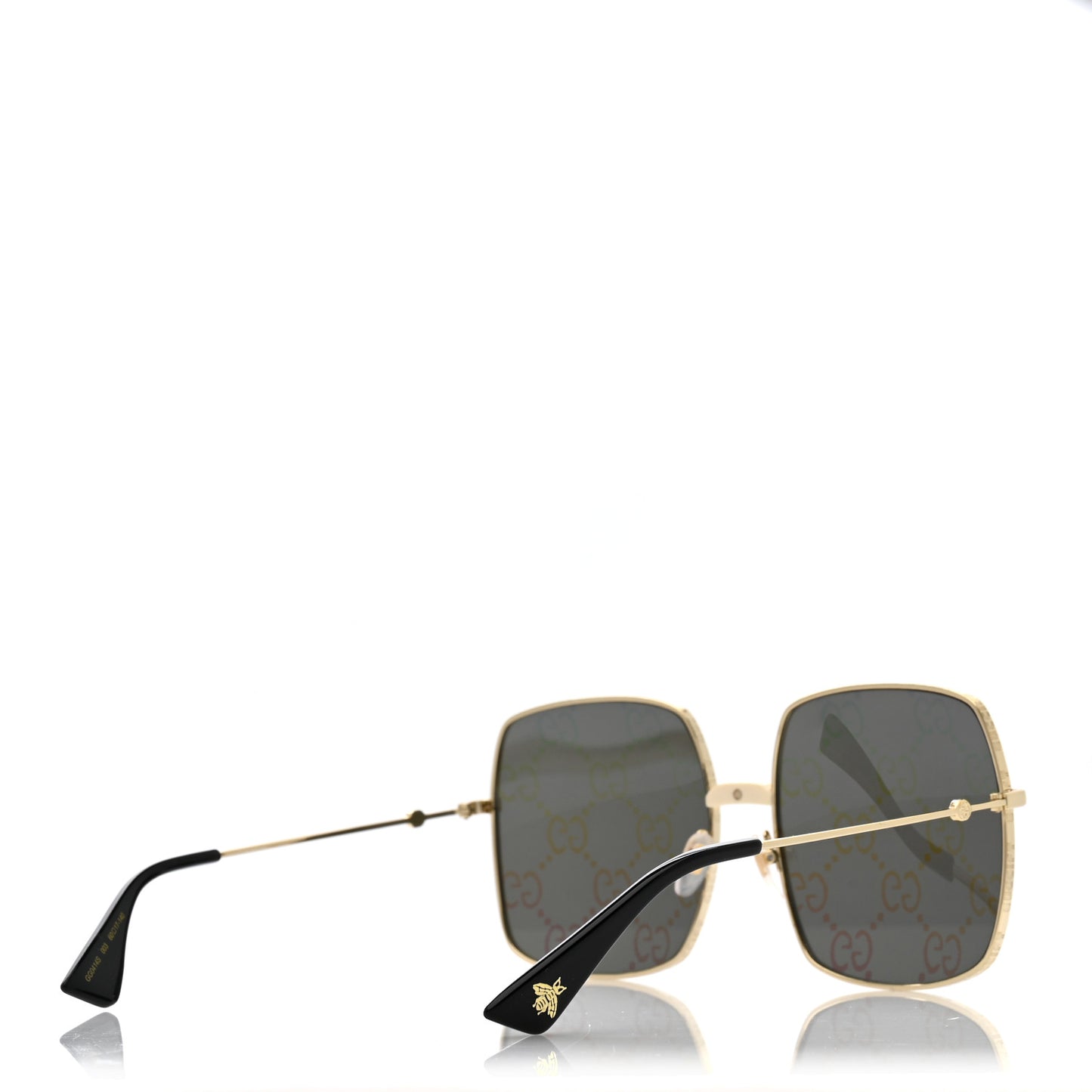 Metal Rectangular Frame Sunglasses GG0414S Gold Multicolor