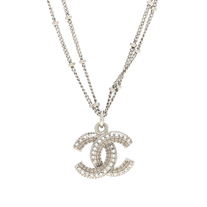 Chanel Baguette Crystal Pearl CC Necklace Silver 4 of 5