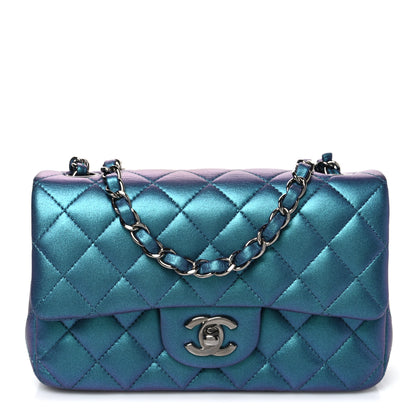 Chanel Iridescent Lambskin Quilted Mini Rectangular Flap Turquoise 1 of 10