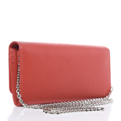 Fendi Vitello Elite Flowerland Continental Wallet On Chain Red 3 of 8