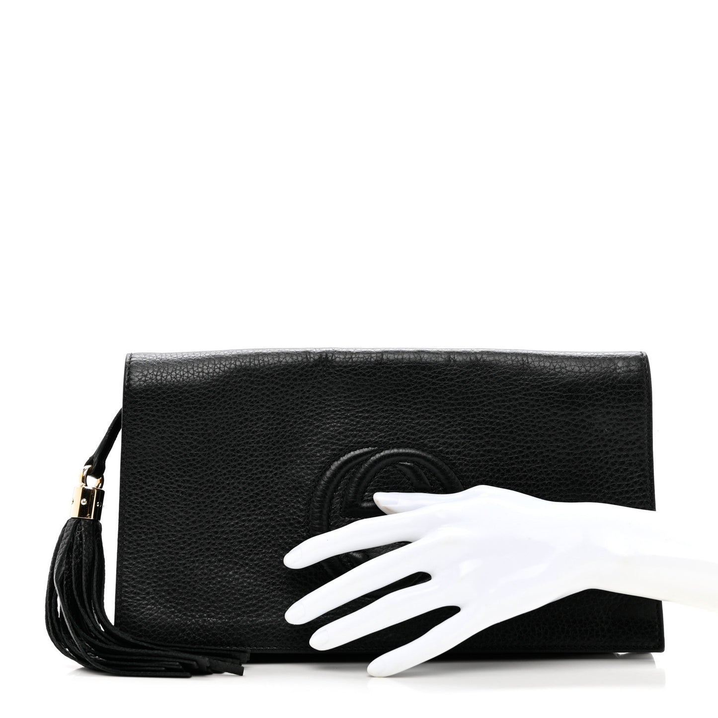 Pebbled Calfskin Medium Soho Clutch Black