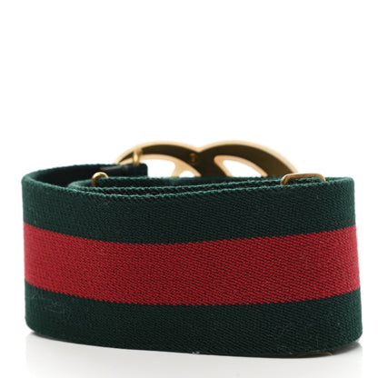 Gucci Web Elastic Plexiglass GG Marmont Belt 75 30 Red Green 2 of 4