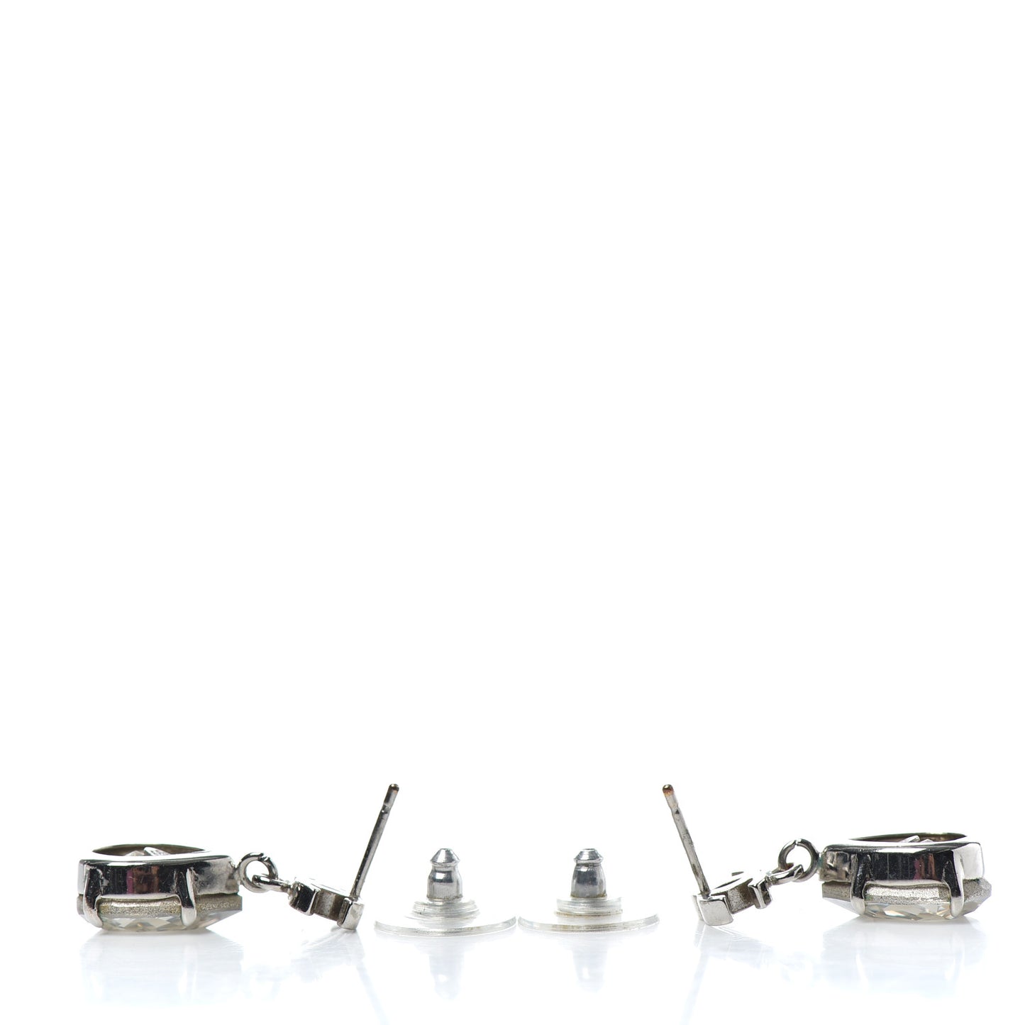 Crystal CC Drop Earrings Silver