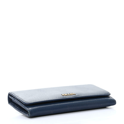 Prada Vitello Move Bi-Color Continental Flap Travel Wallet Bluette Astrale 5 of 18