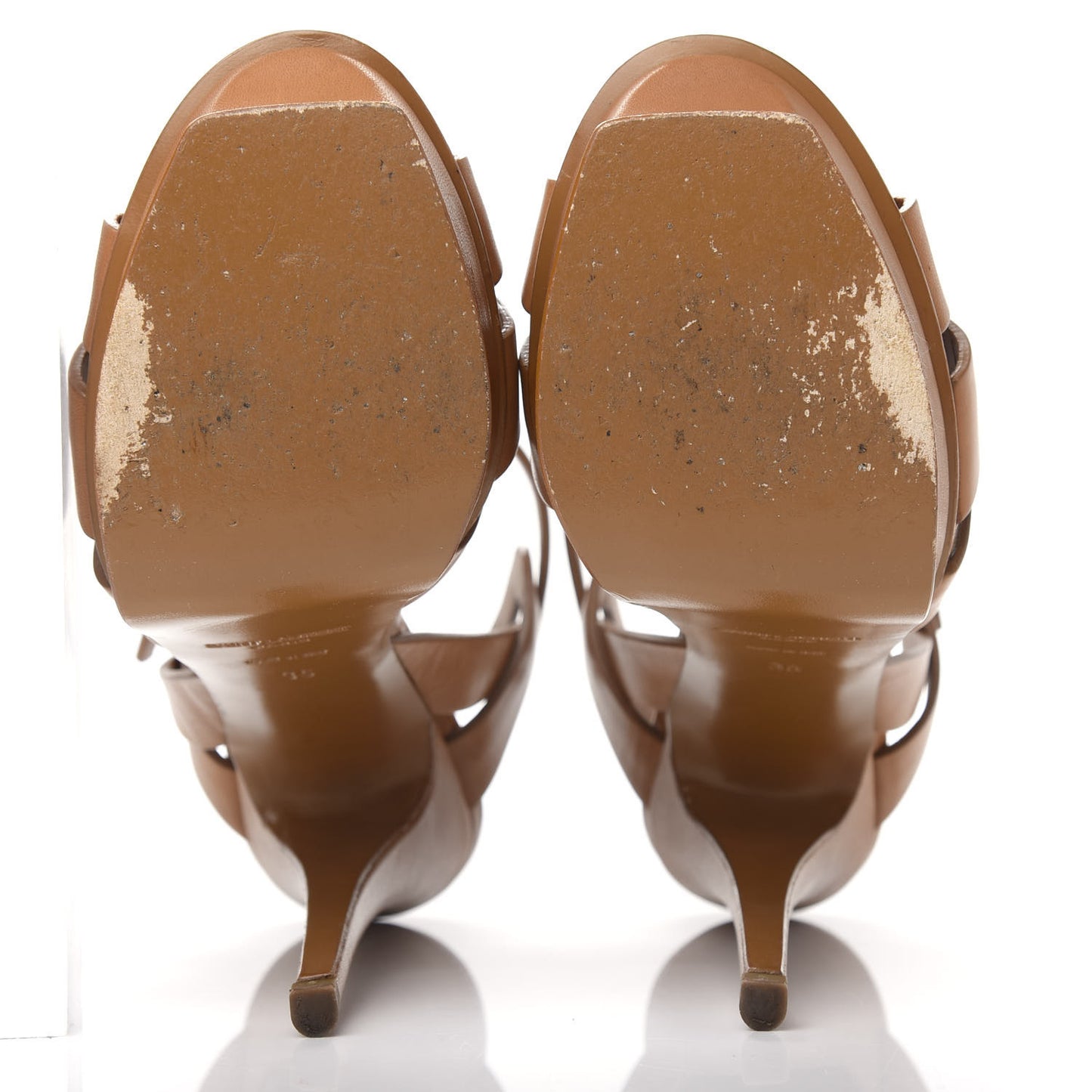 Calfskin Tribute 105 Platform Sandals 35 Caramel