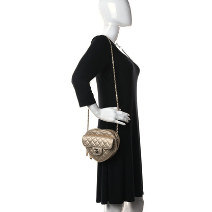Chanel Metallic Lambskin Quilted CC In Love Heart Bag Gold 2 of 11