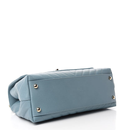 Chanel Caviar Chevron Quilted Small Coco Handle Flap Blue 4 of 11