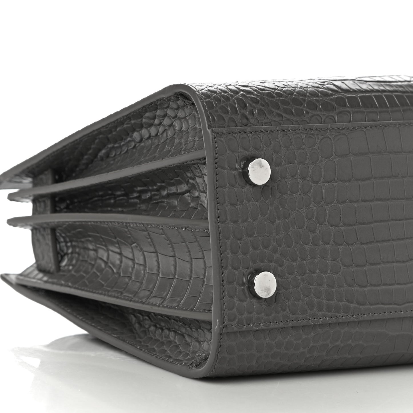 Calfskin Crocodile Embossed Baby Sac De Jour Fog