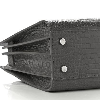 Saint Laurent Calfskin Crocodile Embossed Baby Sac De Jour Fog 8 of 9