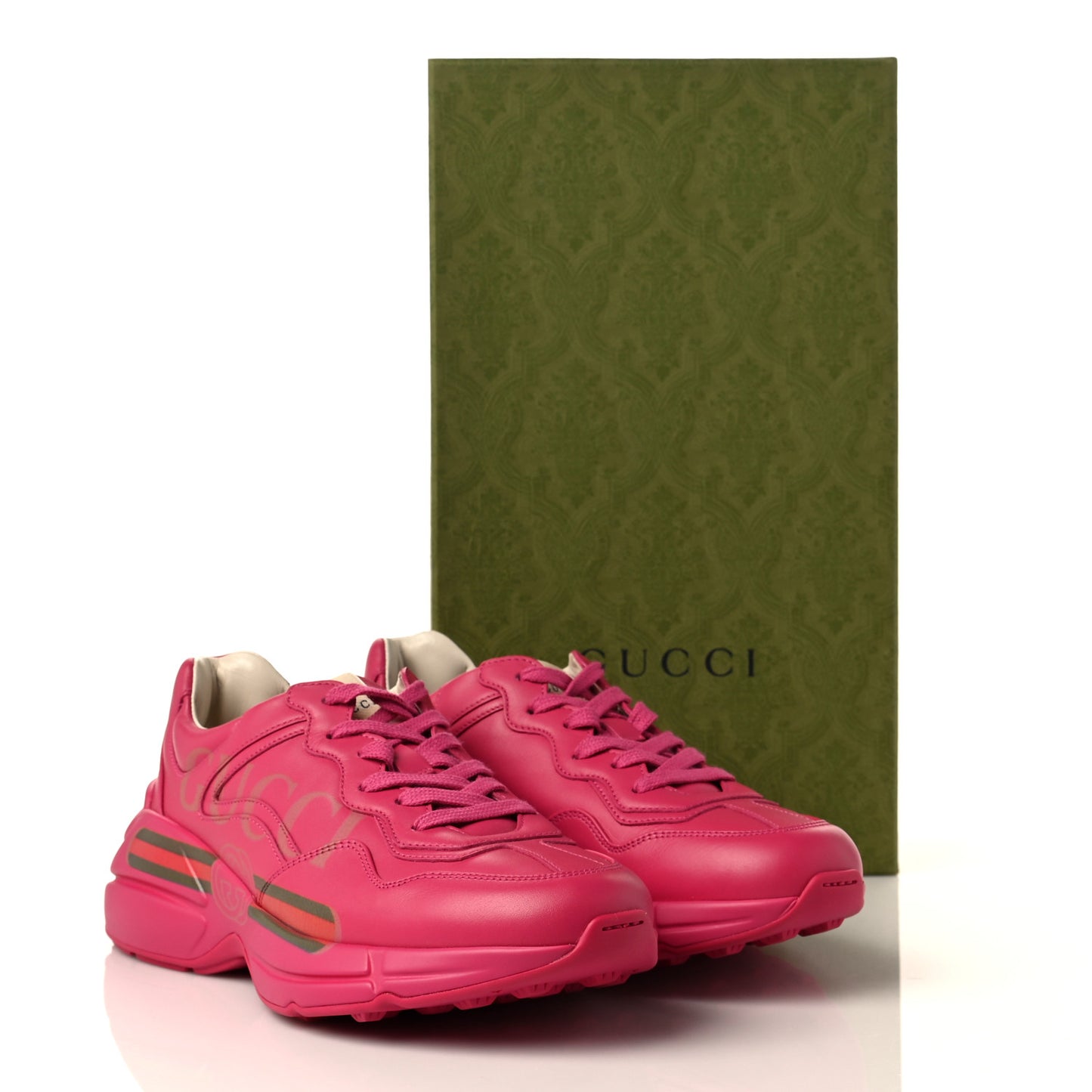 Calfskin Logo Womens Rhyton Sneakers 39 Box Pink