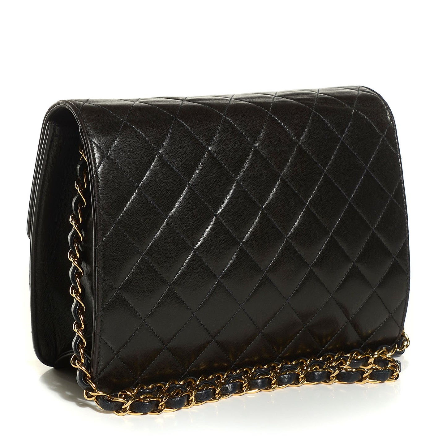 Lambskin Quilted Small Single Flap Black