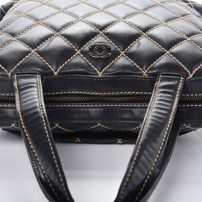 Chanel Calfskin Contrast Stitch Surpique Bowler Black 11 of 14