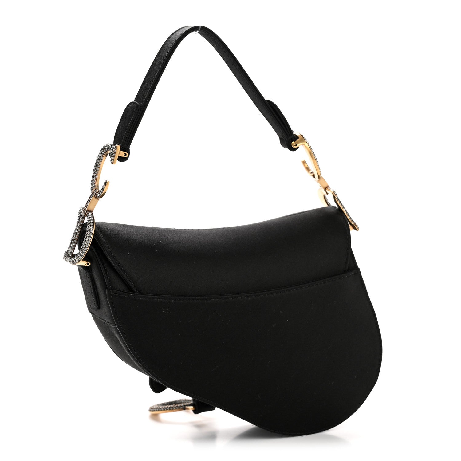 Christian Dior Satin Crystal Mini Saddle Bag Black 1814185