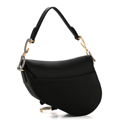 Christian Dior Satin Crystal Mini Saddle Bag Black 3 of 14